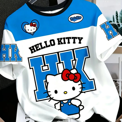The bestseller Summer Men Women Unisex Short Sleeve T-Shirts Breathable Quick Drying Couple Casual T-shirt Hello Kitty HK Tee