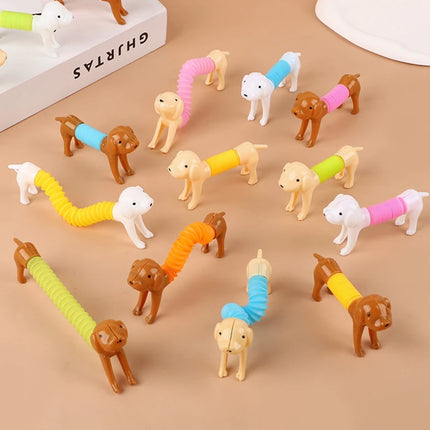 12/24pcs Stretchable Pop Tube Dog Toy Sensory Squeeze Pet Toys Kids Birthday Party Favors Goodie Pinata Filler Classroom Prizes