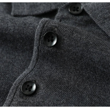 High quality worsted  spun collar wool sweater men's spring and autumn business polo sweater thin long sleeved knitted T-shirt