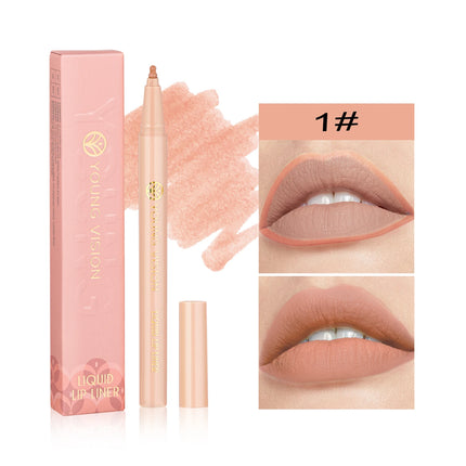 Waterproof Liquid Lip Liner, Gourd Shape Sponge Applicator for Precise Outline - Matte Long-Lasting Lip Contour Pen, Lip Tint