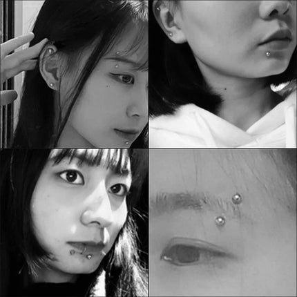 Fake Piercing Stud Set Fake Nose Ring Stud with Sticker Pack Fake Eyebrow Lips Piercing Non Piercied Earring Stud Body Jewelry