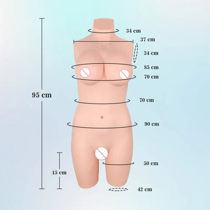 KUMIHO Fake Vagina Breast Form 2TH GEN Silicone Bodysuit D Cup Fake Boobs Silicon Body Transgender Crossdresser Cosplay Shemale