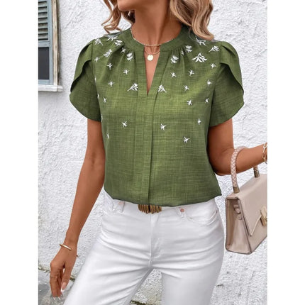 Plus Size Women's Elegant Blouses Fashion Short Sleeve Pullover Print Tops For Women Streetwear New CasualShirts