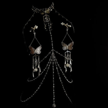 Luxury Butterfly Nipple Clips Seductive Rhinestone Body Chain Premium Collar Anal Plug Vaginal Clamp Erotic Accessories Sex Toys