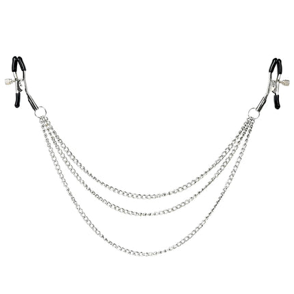 Adjustable Metal Nipples Clamps Nipples Chain Portable SM Breast Flirting Stimulation Adult Sex Toy for Women Men Couples