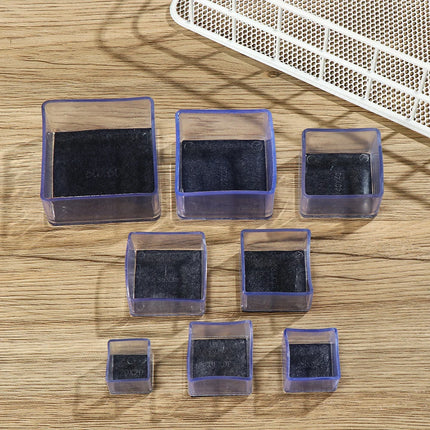 4Pcs Rubber Square Rectangle Floor Protector Pads Chair Leg Caps Table Foot Dust Cover Socks Pipe Plugs Furniture Leveling Feet