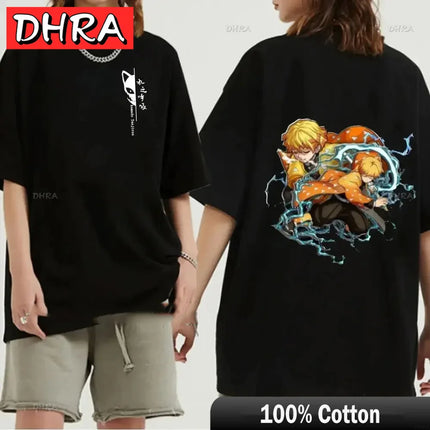Japanese Anime Demon Slayer Graphic Zenitsu Shinobu T-Shirt Fashion Tanjiro Inosuke Zenitsu Womens T Shirt Men Tees Nezuko Tops