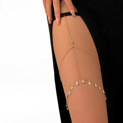 Sexy Summer Bohemian Thigh Chain Simple Body Chains for Women Double-layer Metal Leg Chain Festival Jewelry Accesorios Gift