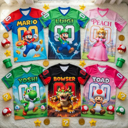 New Cartoon Super Mario Casual Summer Short sleeved 3D Fashion Men's O-neck Short sleeved T-shirt Printed Role Playing T-shirt