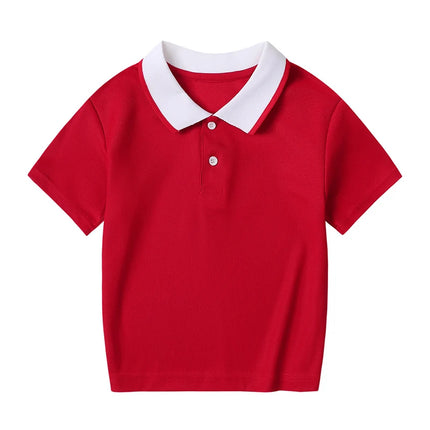 2/1 Piece Children's Summer Color Matching Lapel POLO Shirt Boy Casual Handsome Basic Short-sleeved Girl Joker Sweet Tennis Top