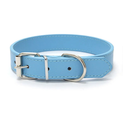 Solid Color Leather Dog Collar Adjustable Cat Necklace Puppy Neck Strap Suitable For Medium And Small Dogs Pet Supplies XS-XL