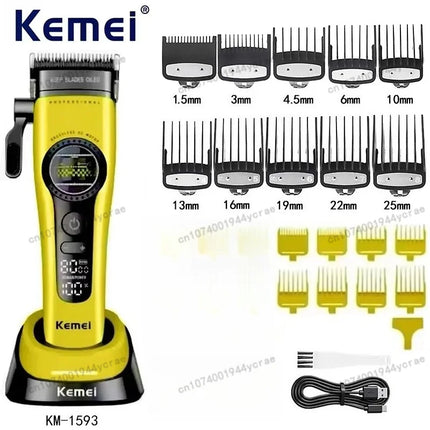 Kemei KM1593/1595 Is Equipped with An External Brushless Hair Clipper for Men's Professional Hair Clippers That Are Rechargeable