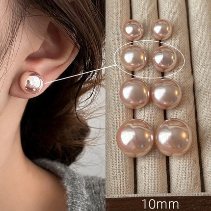 French Simple Pearl Silver Needle Earrings for Women Exquisite Imitation Pearl Elegant Stud Earrings Wedding Party Jewelry