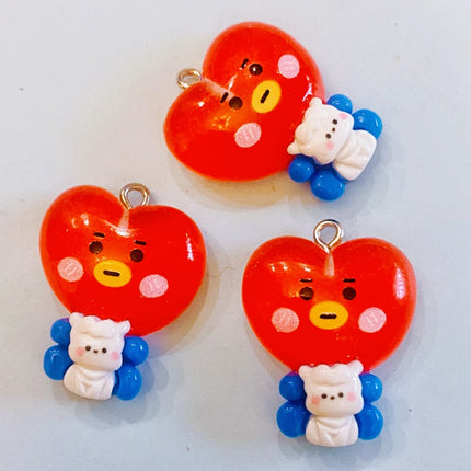 10pcs Kawaii  Koala Heart Resin Cute Charms For Jewelry Making Earrings Necklace Keychain Diy Handmade Accessories