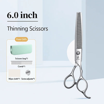 Fenice  Professional Home Pets Grooming Set 6//6.5/7/7.5 Inch Bearing Screw Straight Curved Thinning Chunker Shears for Dogs/Cat