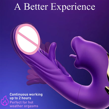 Telescopic Rotating Vibrators Tongue Licking Dildo Female Clitoris Stimultor Finger Flapping Vagin Massager Masturbator Sex Toys