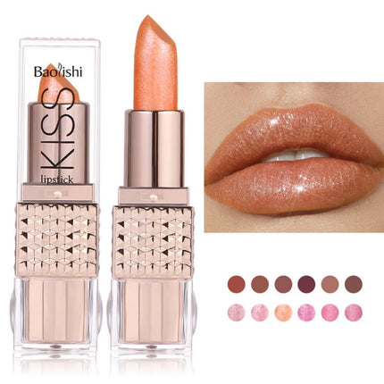 Pearlescent Pink Glitter Velvet Lipstick Metallic Waterproof Long Lasting Matte Shimmer Diamond Lipgloss Women Makeup Cosmetic