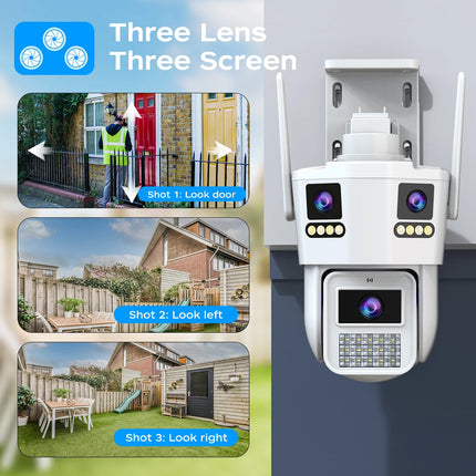 JOOAN 6K HD Three Lens PTZ IP Camera Outdoor Three Screen 5G WiFi Security Camera Ai Human Detection CCTV Video Surveillance
