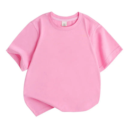Children Solid color Short sleeve Suitable for boys girls top 3-12 Age Toddle T-shirts summer casual  white pink black clothing