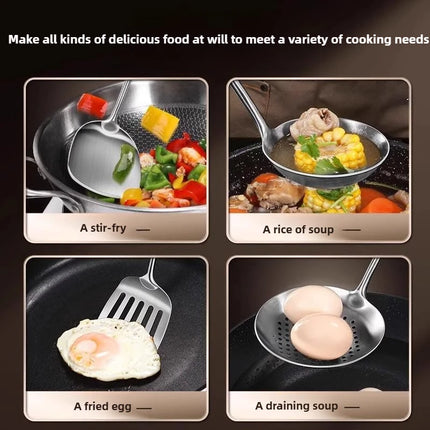Food Stainless Steel Wok Spatula Metal kitchen utensils Slotted Turner Spoon Ladle Cooking Tools Utensil Set Kitchen Accessories