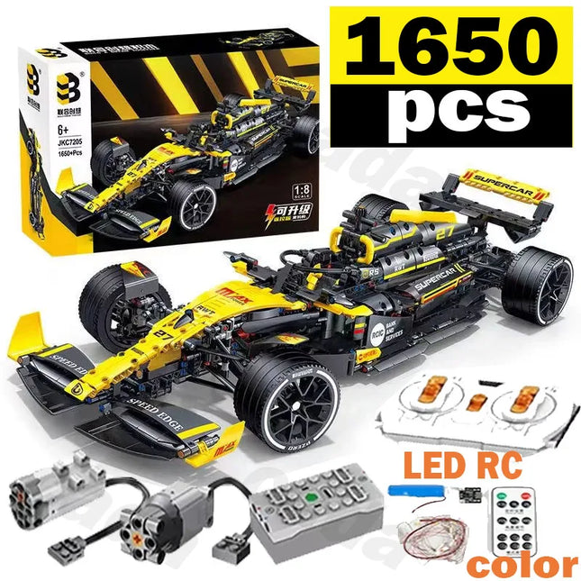1:8 Technical JKC7205 Racing Driver 27 Building Block Supercar Remote Control Lighting Racing Renault F1 Toy Kids Gift