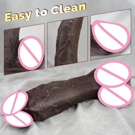 Realistic Long Dildo Black Anal Plug with Suction Cup Big Penis Butt Plug Long Dick Sex Toys for Women Men Phallus Anal Dilator