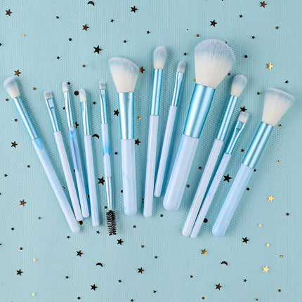 12PCS Blue Makeup Brushes Set Soft Fluffy Detail Concealer Blush Loose Powder Eyeshadow Highlighter Foundation Women Beauty Tool