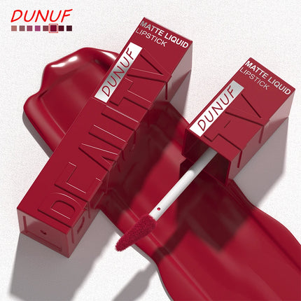 DUNUF 1 Pcs Matte Velvet Smooth Easy-to-apply Square Tube Lip Gloss Waterproof Not Easy To Fade Sexy Brown for Women Lip Tint