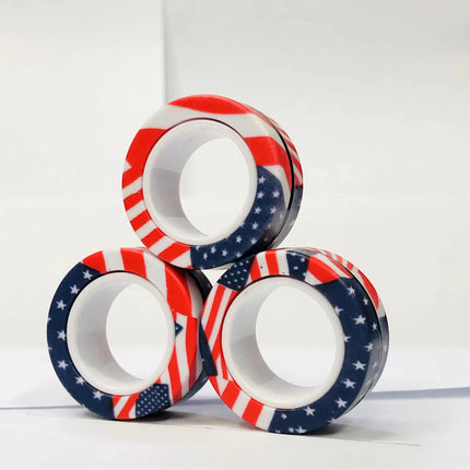 3pcs Fidget Toy Set Finger Magnetic Rings Colorful Adult Magnets Spinner Rings for Relieve Stress Anxiety Relief Therapy