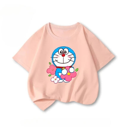 Potdemiel Doraemon Children's Pure Cotton T-Shirt, New Summer Style, Comfortable and Breathable Children's T-Shirt