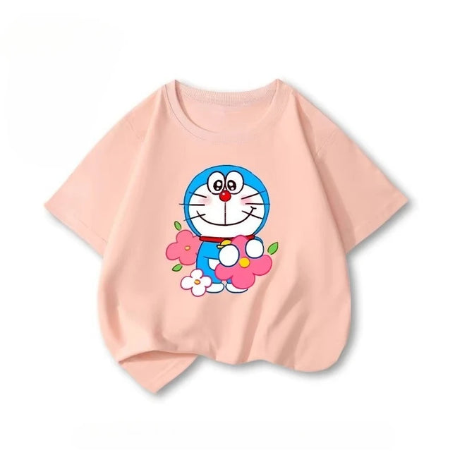 Potdemiel Doraemon Children's Pure Cotton T-Shirt, New Summer Style, Comfortable and Breathable Children's T-Shirt