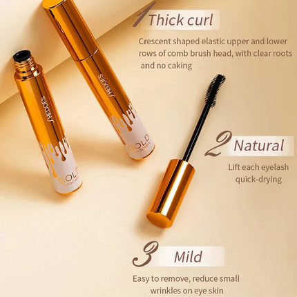 3D Mascara Eyelashes Lengthening Black Lash Eyelash Extension Eye Lashes Brush Beauty Makeup Long-wearing Gold Color Mascara