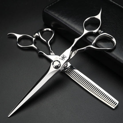 XUANFENG Silver Professional Hair Scissors 6.5 "440C Steel Barber Cutting Scissors and thinning Scissors, Suitable for Barber