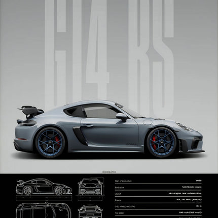 Minimalist 911 GT3-RS 718 GT4 RS Hyper Car Sports Car Supercar Poster Canvas Painting Wall Art Pictures Home Interior Decor