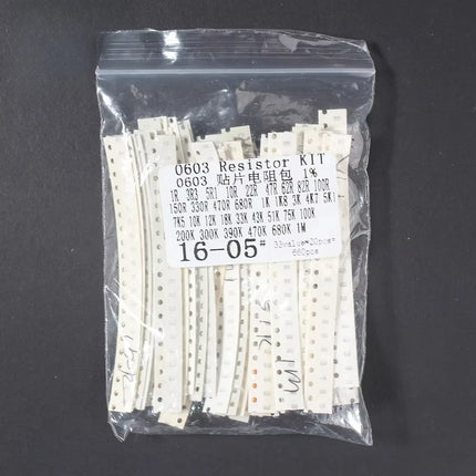660PCS SMD Resistor Kit 0603 0805 1206 1% Resistance Assorted Kit 1 Ohm - 1M Ohm Chip Resistors Kit