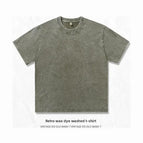 XL (65.00 kg-75.00 kg / Cotton washed t-shirt short sleeve-Green
