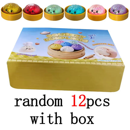 Glitter Dumpling Squishies with Box - Sensory Dumpling Pressure Toy for Stress Relief Fun Squishy Toys for Adults And Kids