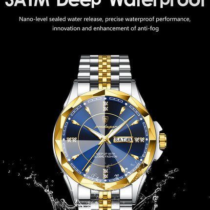 POEDAGAR Luxury Man Clock Business Waterproof Luminous Date Week Watches For Men Quartz Stainless Steel Fashion Men's Wristwatch