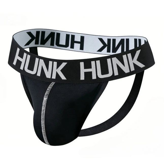 Men's HUNK Athletic Jockstrap Performance Jock Thong Moisture-Wicking Breathable Low-Rise Training Underwear Backless G-String