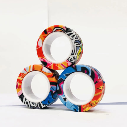 3pcs Fidget Toy Set Finger Magnetic Rings Colorful Adult Magnets Spinner Rings for Relieve Stress Anxiety Relief Therapy
