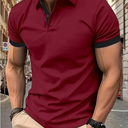Men's Summer Fashion Simple Stripe Printed Comfortable Breathable Polo Shirt Outdoor Urban Casual Top