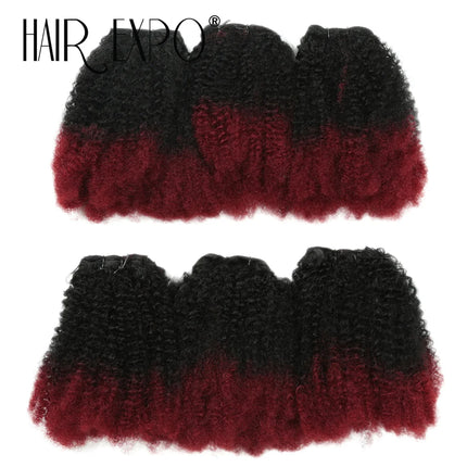 6PCS Afro Kinky Curly Hair Bundles 8" Synthetic Hair Weft Curly Weave Ombre Protein fiber Marley Twist Braiding Hair Extensions