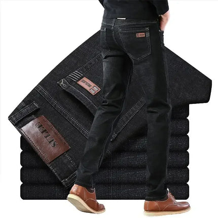 SULEE Brand 2025 New Four Seasons Men's Slim Elastic Pants Fashion Business Denim  for  Stretch Men Jeans Vaqueros Hombre