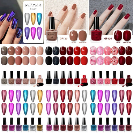 6pcs 8ml Water-Based Nail Polish Long Lasting Quick Drying No Need of Lamp to Cure Nail Supplies Vernis for Nail Art Decorations