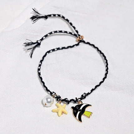 Fashion Design Painted Fish Anklet for Women Starfish Beautiful Artificial Pearl Bead Bohemia Bracelets Anklet For Women