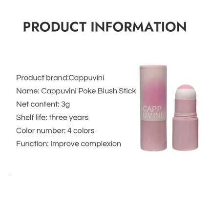 Cappuvini Natural Pink Color Blusher Stick Face Blusher Patting Powder Blusher for Cheeks Cute Korean Style