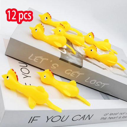 12/24pcs Fun Soft Plastic Finger Catapult Chicken Game Kids Birthday Party Gift School Gift Prize Pack Toys