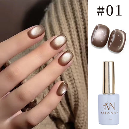 12ml 1-21pcs 2026 New Brown Gold Glass Bead Cat Eye Gel Nail Polish Black Red Magnet Cat Eye Gel Polish Gold Nails Nail Art