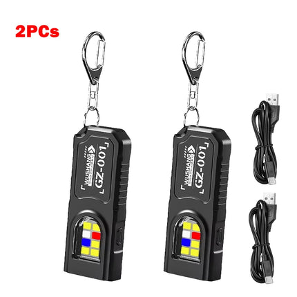 Mini Keychain Flashlight with Magnet Rechargeable Multifunction Torch Lamp Portable Clip on Flashlight Waterproof Camping Light