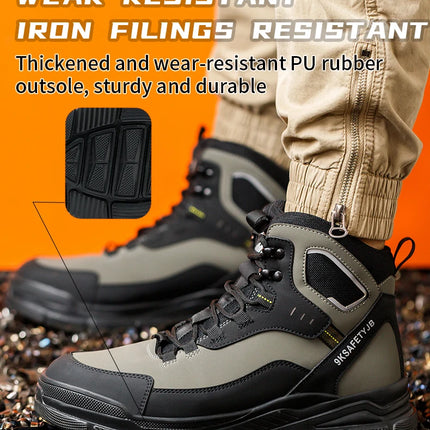 Man Safety Shoes Puncture-Proof Work Sneaker Waterproof Work Shoes Steel Toe Shoes Safety Boots Indestructible Shoes Lightweight